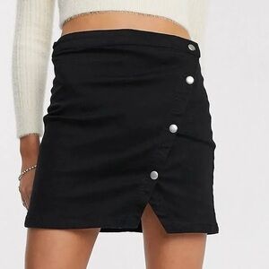 FREE PEOPLE WE THE FREE True Black Notched Denim Mini Skirt